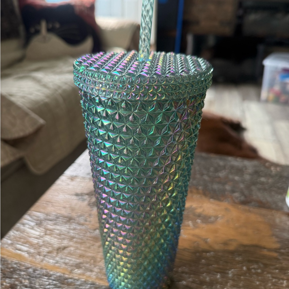 Iridescent Textured Tumbler with Straw
